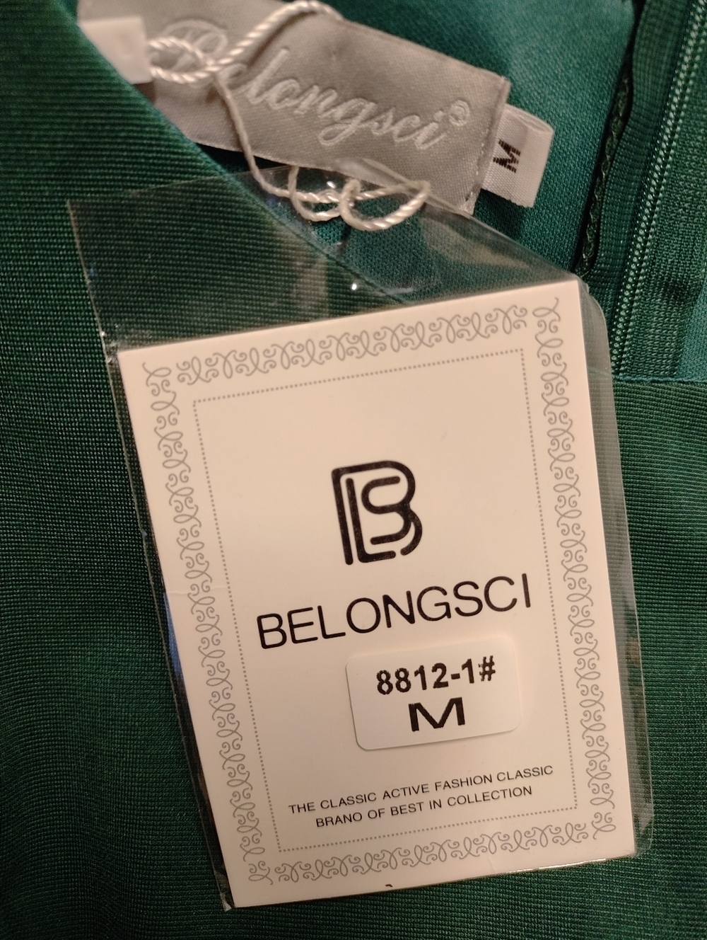 BelongSci Emerald Green Sleeveless Cutout Waist Fit & Flare Mini Dress Sz M NWT - Picture 6 of 6